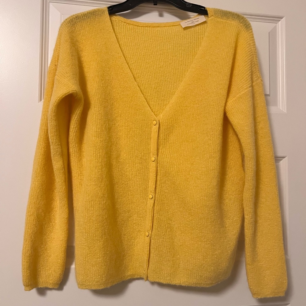 Sezane Yellow Barry Cardigan Sweater